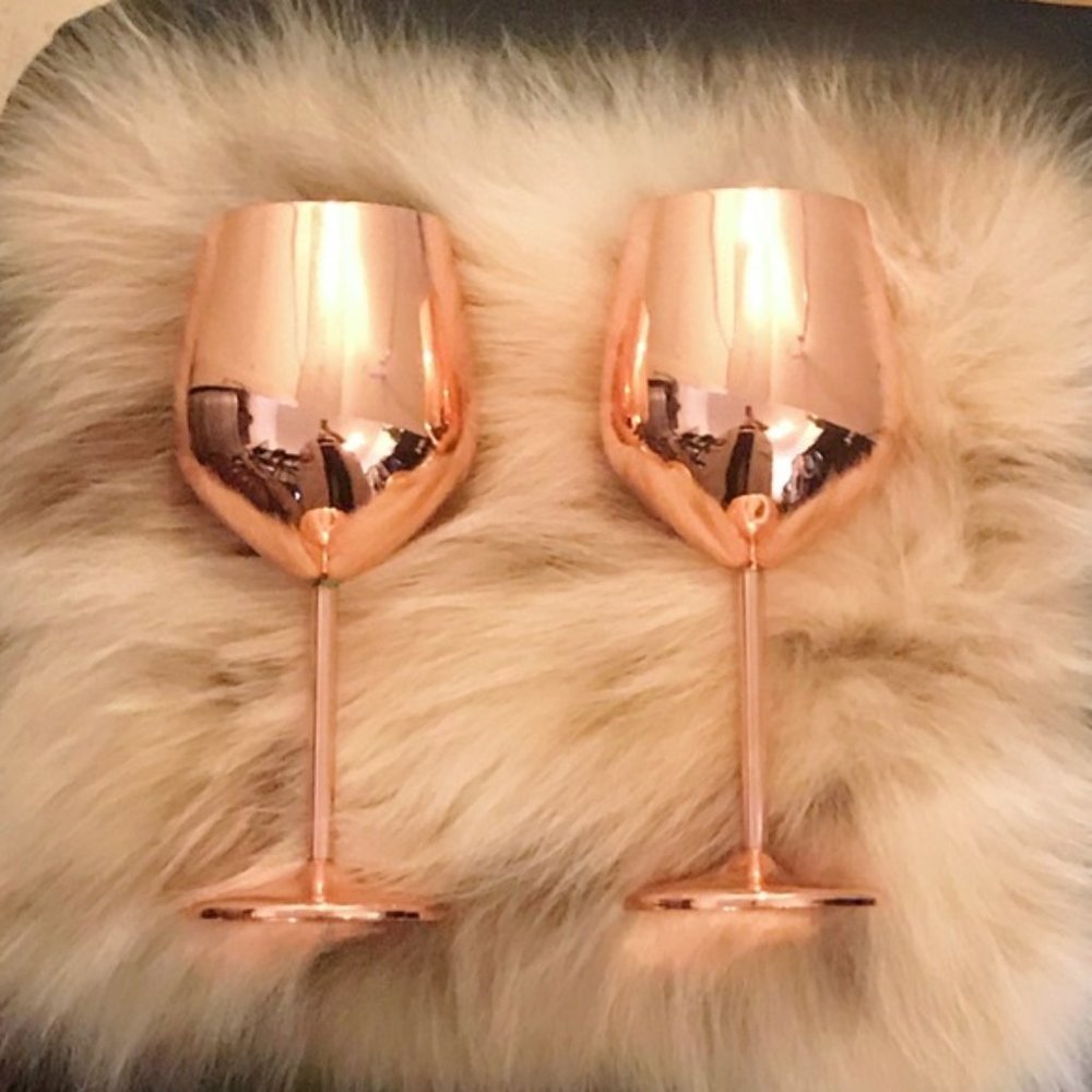 ✨Elegant Rose Gold Stainless Steel Glasses (2) - Picture 2 of 6